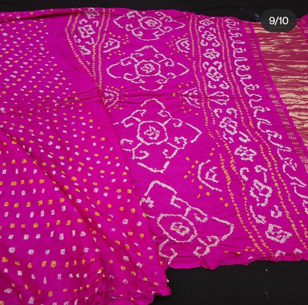 Pure Gaji Silk Rai Bandhej Ekdana Saree Pink Saree