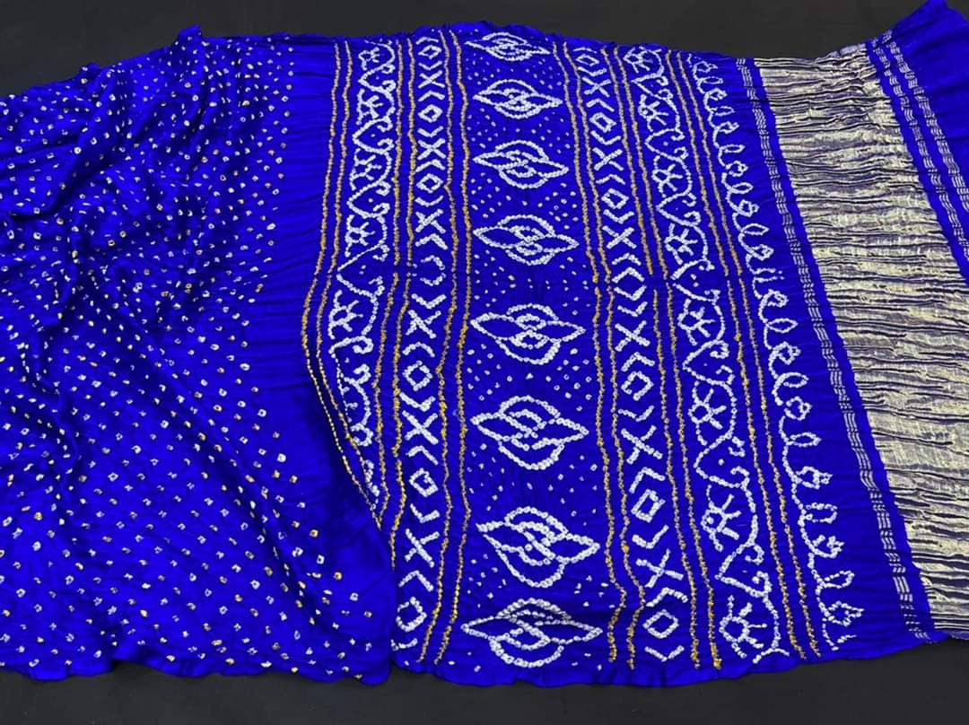 Pure Gaji Silk Rai Bandhej Ekdana Saree Blue Saree