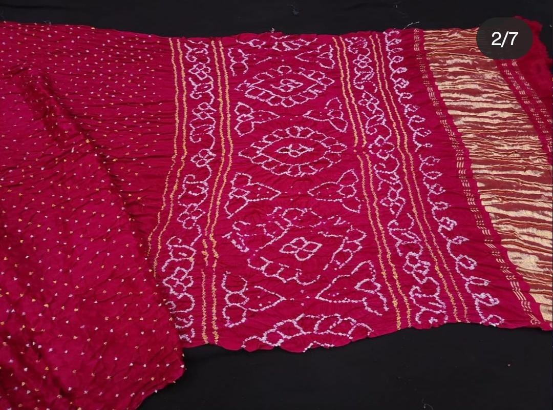 Pure Gaji Silk Rai Bandhej Ekdana Saree Rani Saree