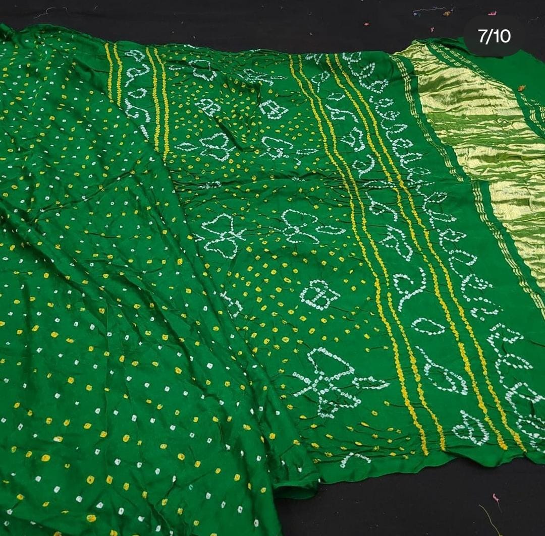 Pure Gaji Silk Rai Bandhej Ekdana Saree Parrot Saree