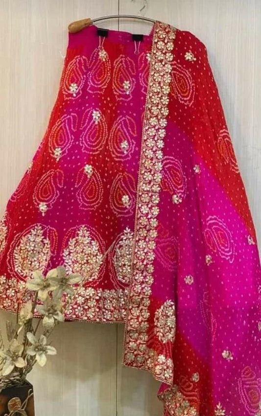 KcPc Bandhani Pure Chinon Party Wear Designer  Lehenga