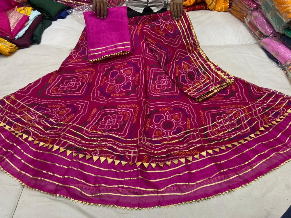 KcPc Pure Kota Doriya Bandhej Print Bangalore Dupatta Lehenga,KML