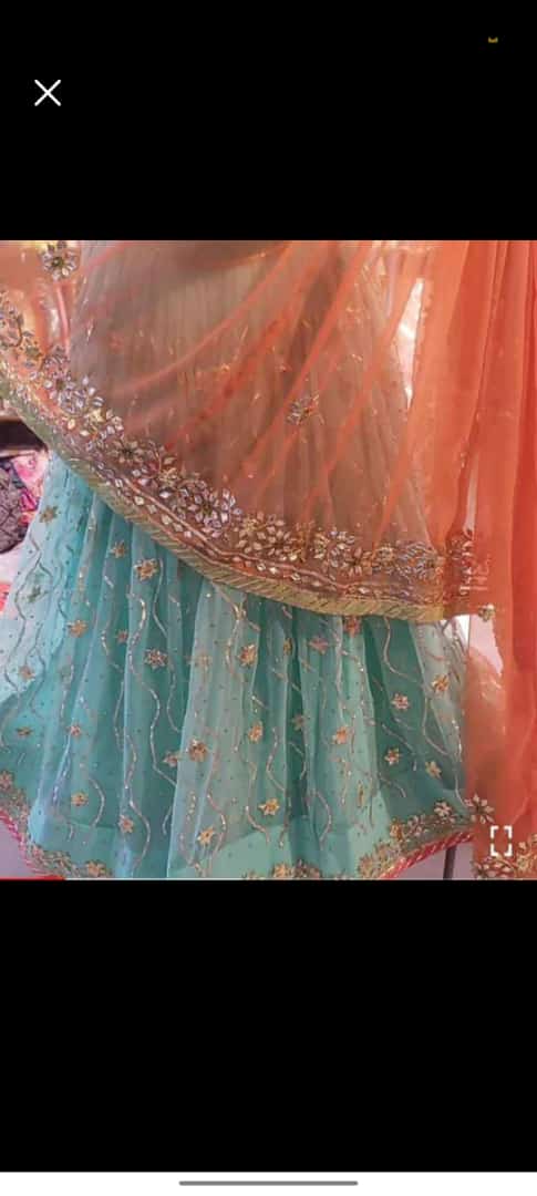 Pure Organza Bright Colour Beautiful Gotapatti Work With Baking Lappa Bitu Nr Lehenga