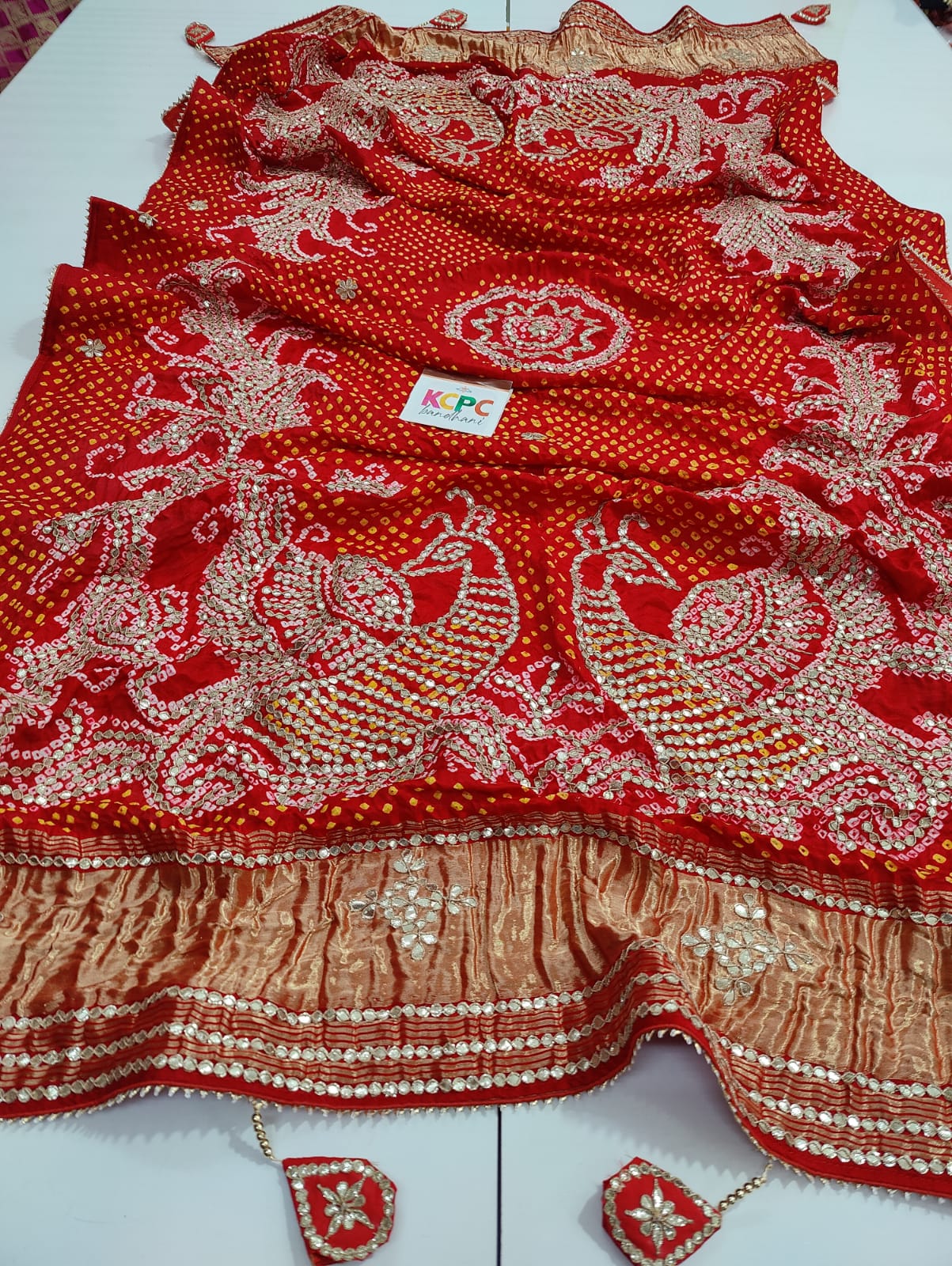 Pure Gaji Silk Bandhani Gotapatti