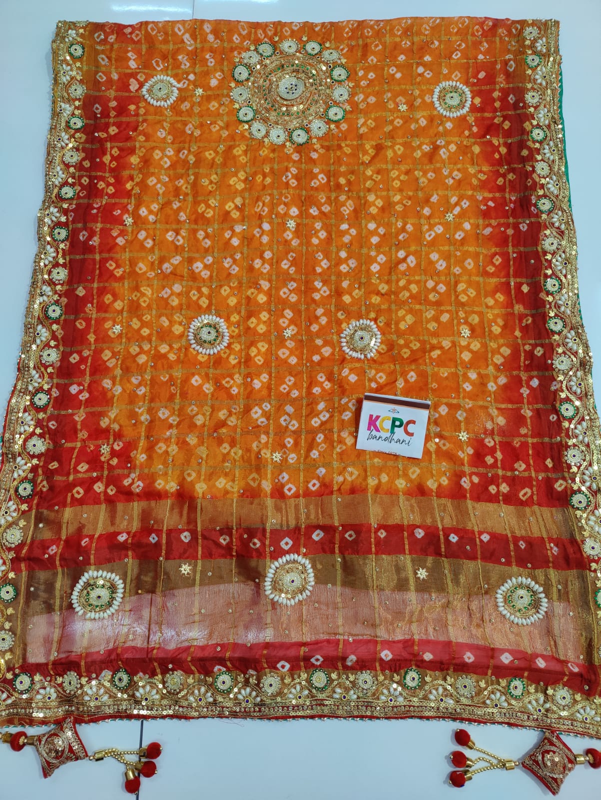 New Launch Bandhani Ghatchola Silk Chunri Pila Handwork Dupatta Kcpc Nr