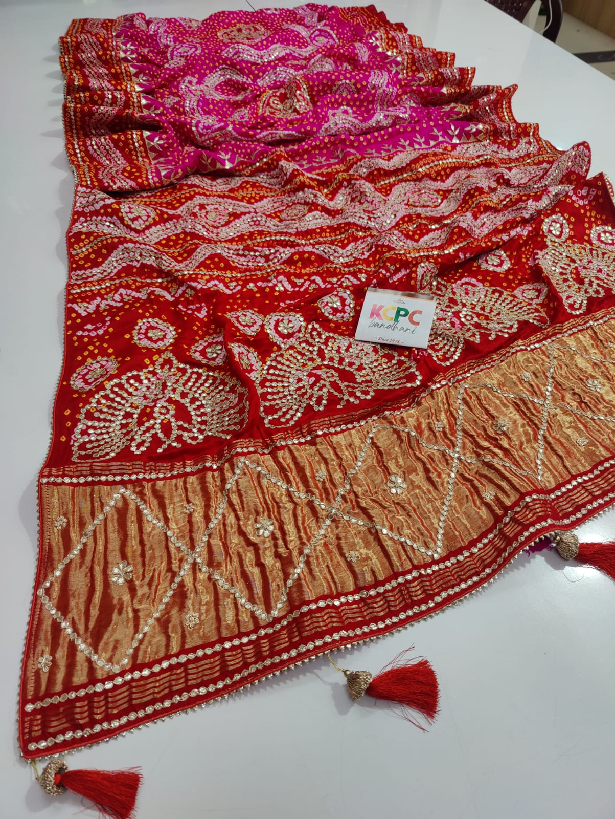 Pure Gaji Silk Bandhani Heavy Gotapatti Work

Saree With Blouse Saree