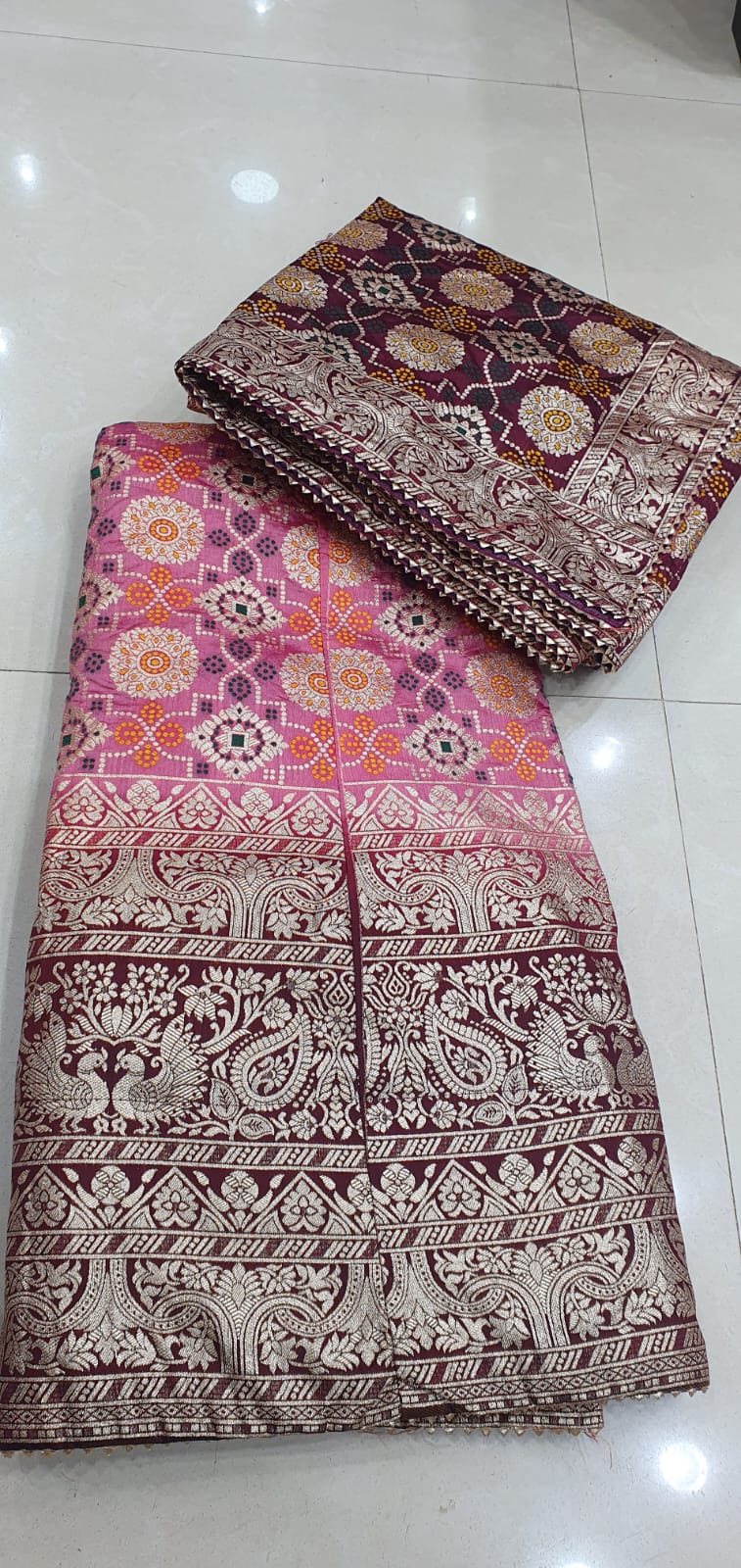 Pure Banarasi Dolo Silk Lehenga With Zari Work Kml Or Pink Meherun Lehenga