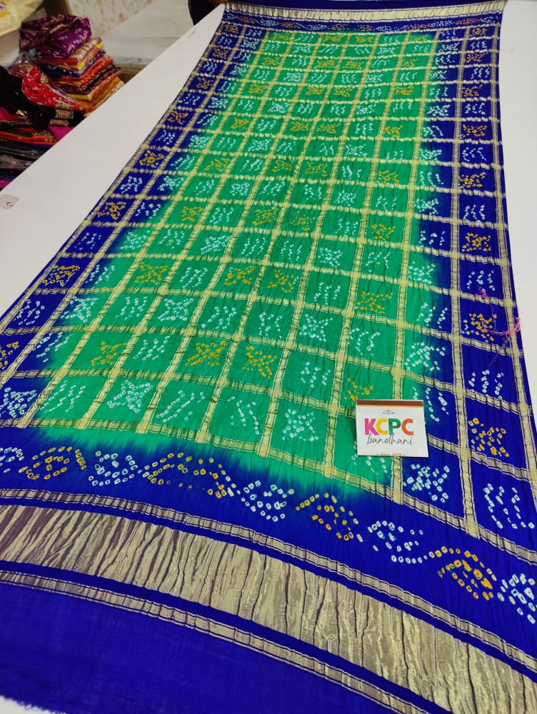 Pure Gaji Silk Bandhani Ghatchola Dupatta Kcpc Nr Rama Blue Dupatta