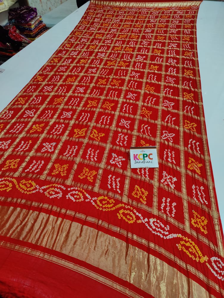 Pure Gaji Silk Bandhani Ghatchola Dupatta Kcpc Nr Red Dupatta