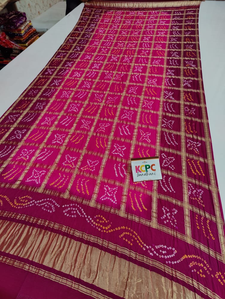 Pure Gaji Silk Bandhani Ghatchola Dupatta Kcpc Nr Pink Rani Dupatta