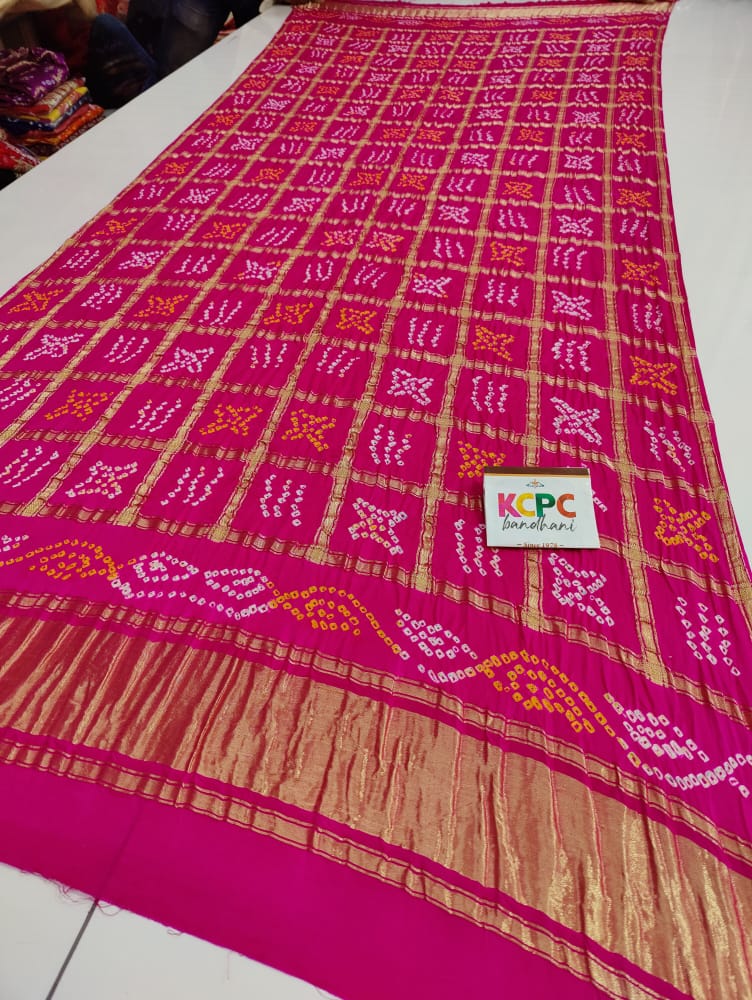 Pure Gaji Silk Bandhani Ghatchola Dupatta Kcpc Nr Pink Dupatta