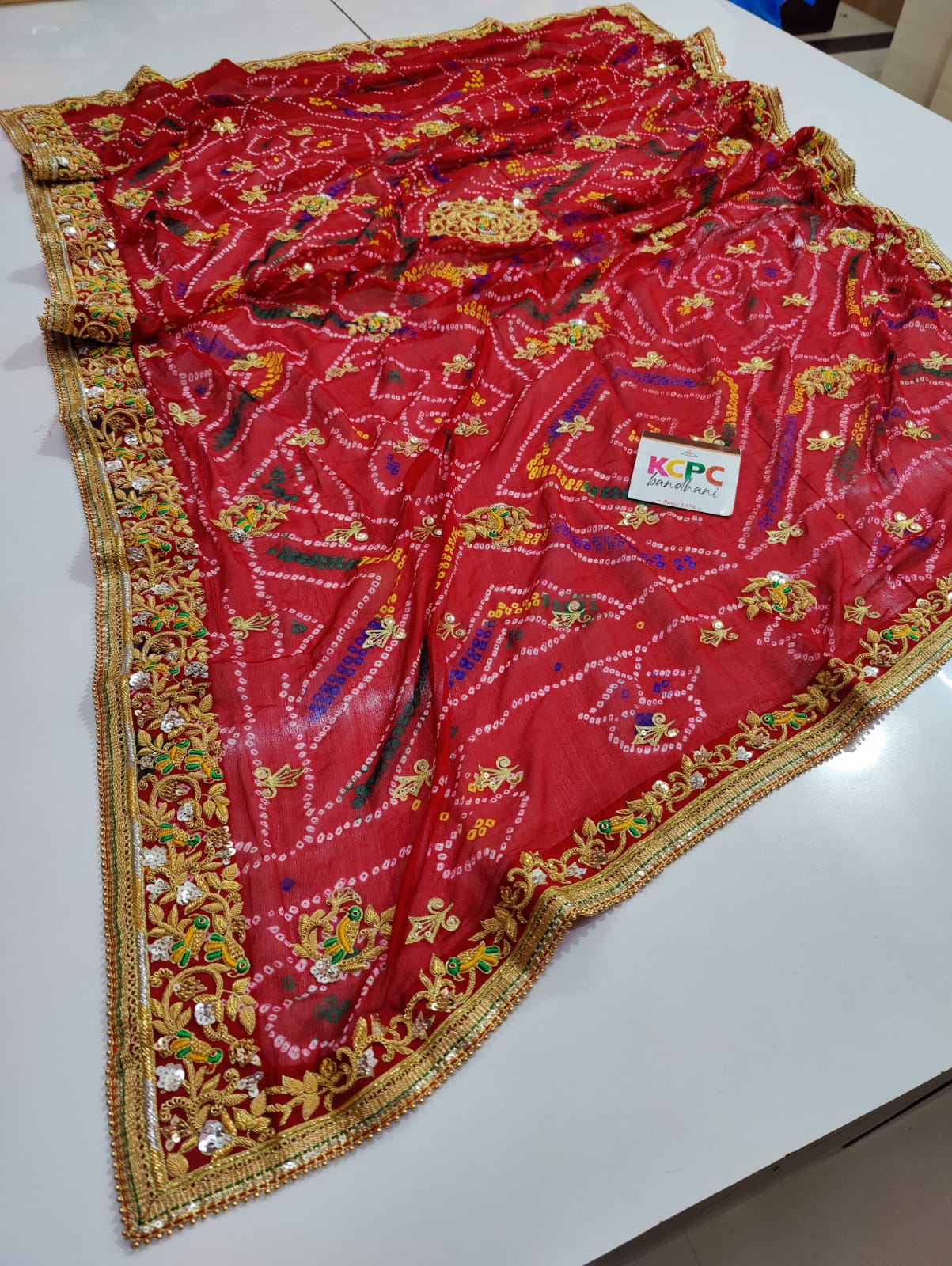 Pure Ojariya Marwadi Jardozi Bandhej With Aara Tari Work Dupatta Kcpc Nr Dupatta