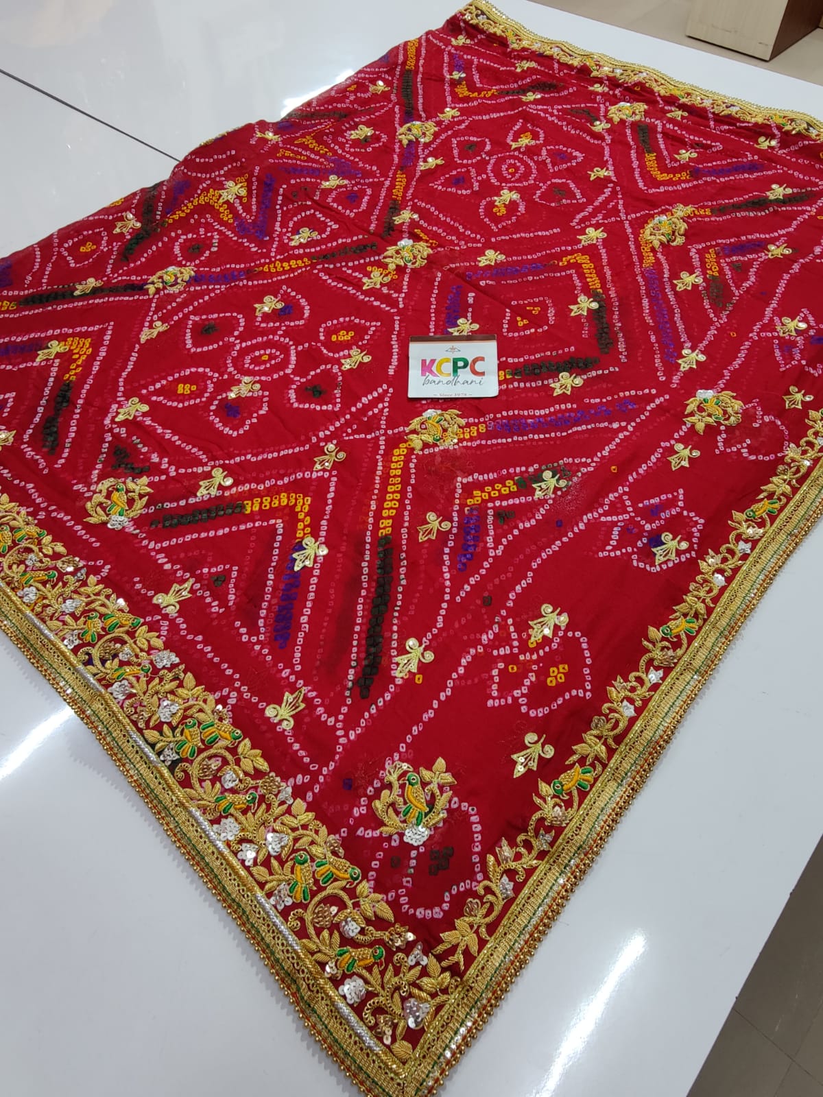 Pure Ojariya Marwadi Jardozi Bandhej With Aara Tari Work Dupatta Kcpc Nr Chunri Pila Dupatta