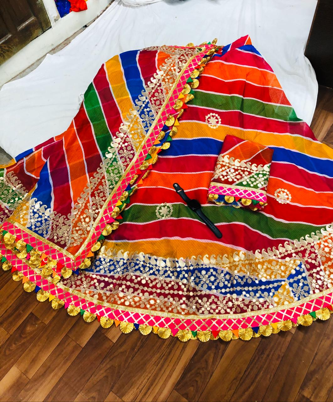 Pure Kotta Doriya Beautiful Rajasthani Design With Gotaptti Work Lehnga Kml Or Multi Lehenga