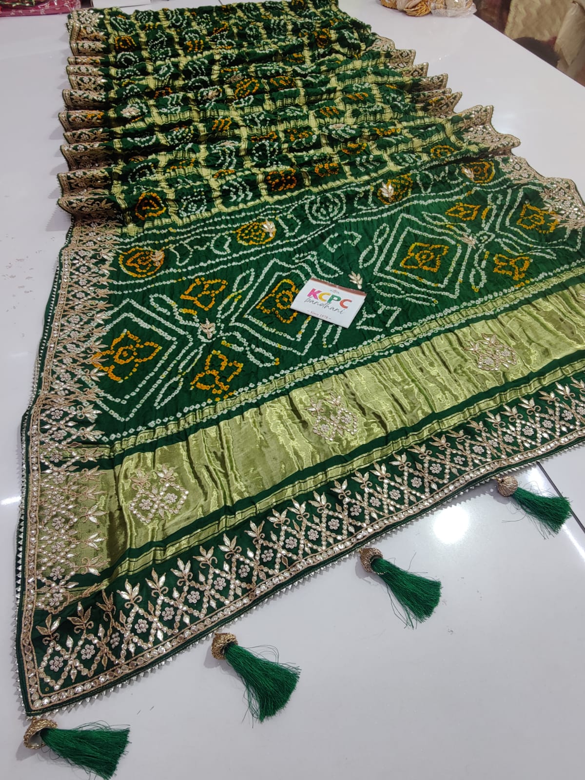 Kcpc Originals Pure Gaji Silk Bandhani Ghatchola Saree With Blouse Ami