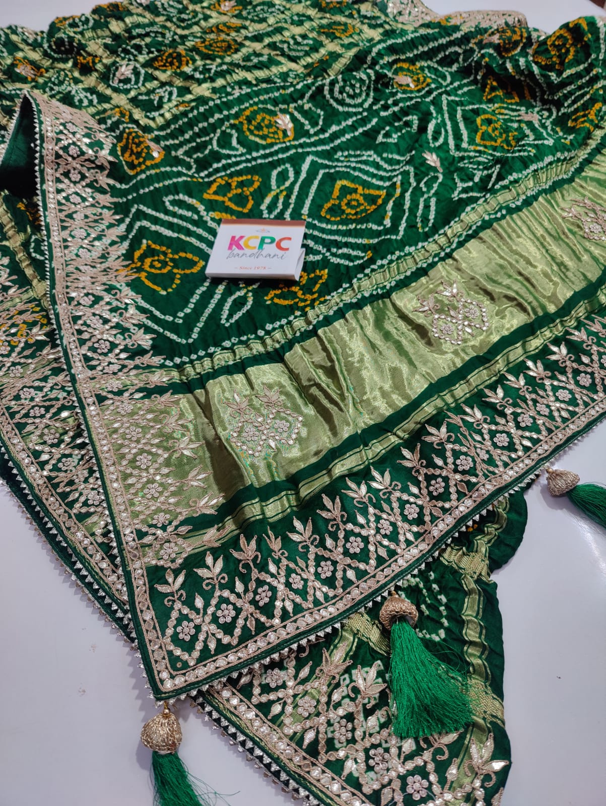 Kcpc Originals Pure Gaji Silk Bandhani Ghatchola Saree With Blouse Ami