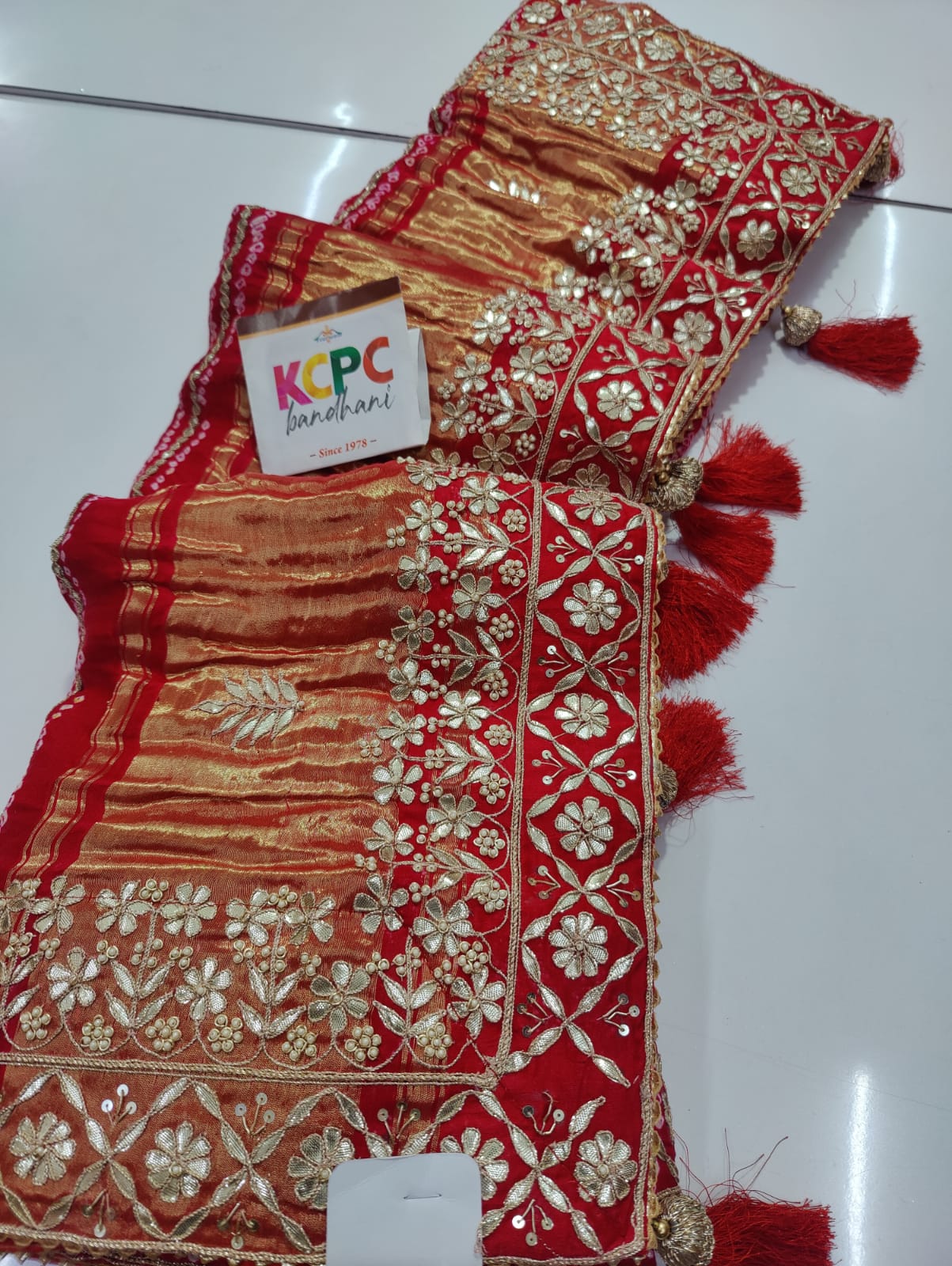 New Launch Kcpc Originals Pure Gaji Silk Bandhani Ghatchola Saree With Blouse Ami