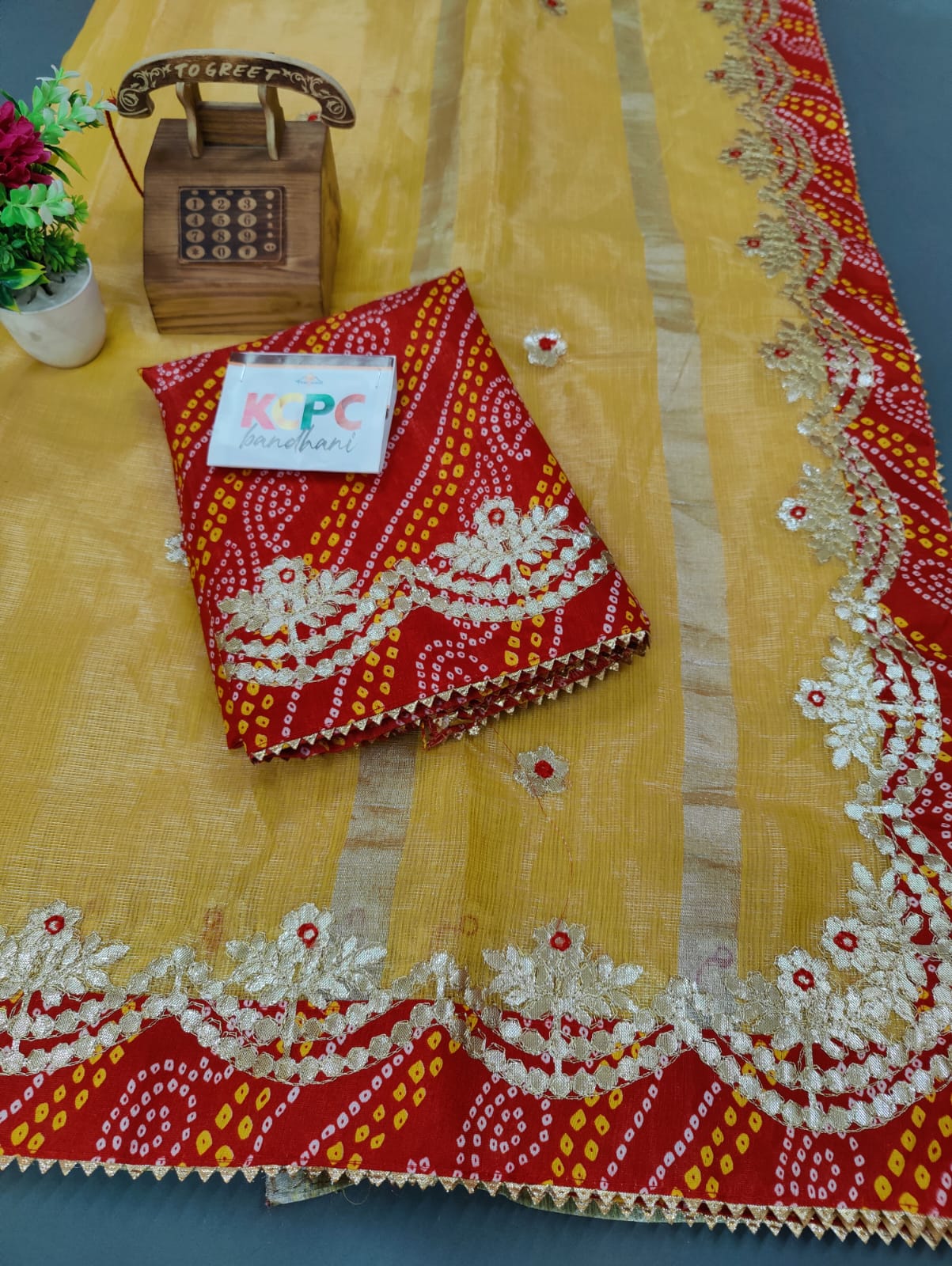 Pure Soft Cotton With Gota Work All Over Saree Bandej Kc Or Saree