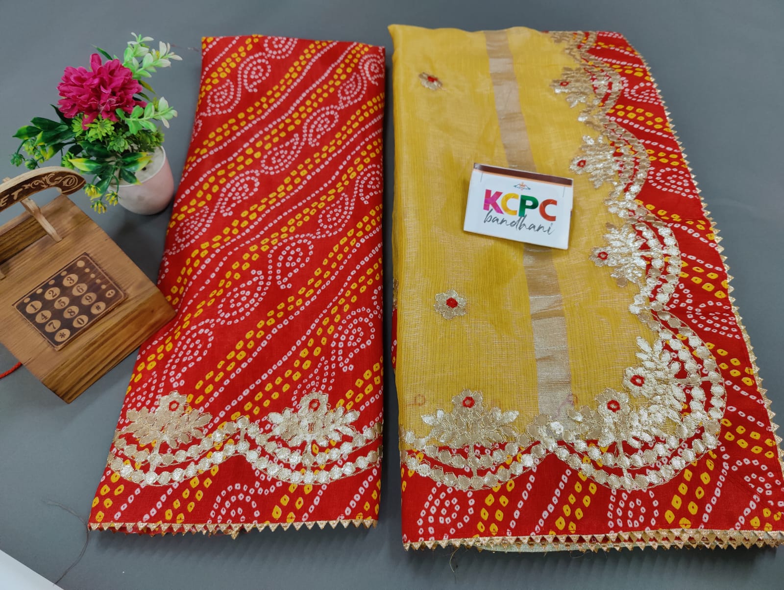 Pure Soft Cotton With Gota Work All Over Saree Bandej Kc Or Saree