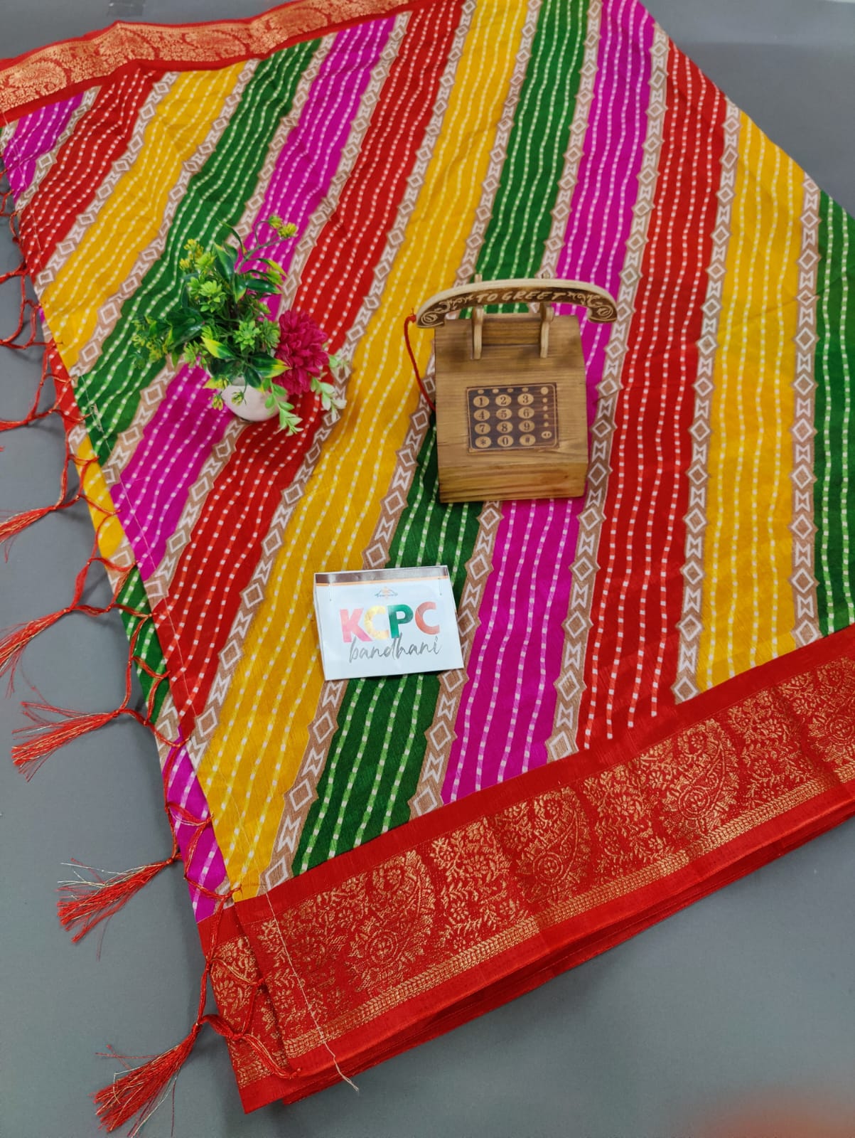 Kcpc Originals Latest Bandhani Cum Leheriya Exclusive Banarasi Border Saree Swa Multi 1