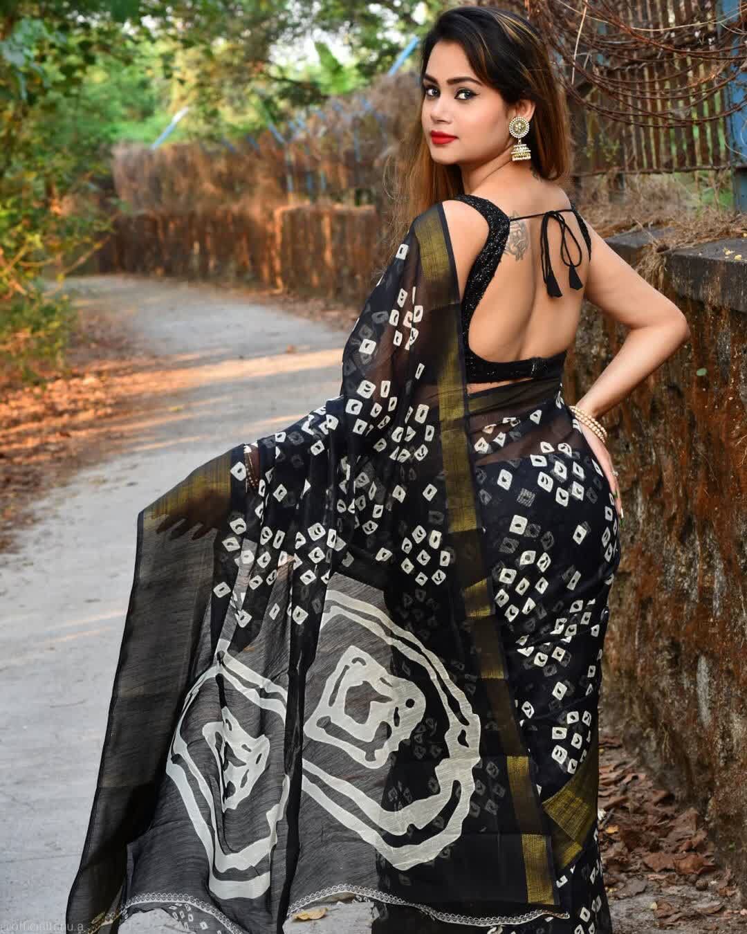 Pure Linen Cotton With Zari And Traditional Bandhni Print Saree Kcpc Ir Saree