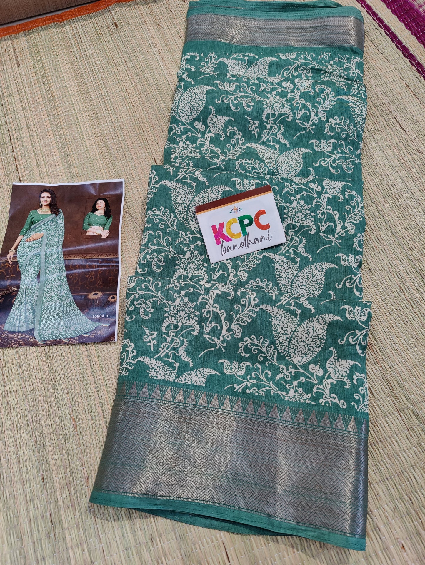 New Batik Sanganeri Print Banarasi Border Saree With Blouse Jpp Pista