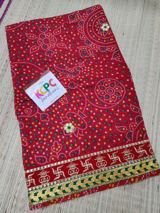 Fancy Chunri Pure Cotton Marwadi Dupatta For Pooja Traditional Wedding Purpose