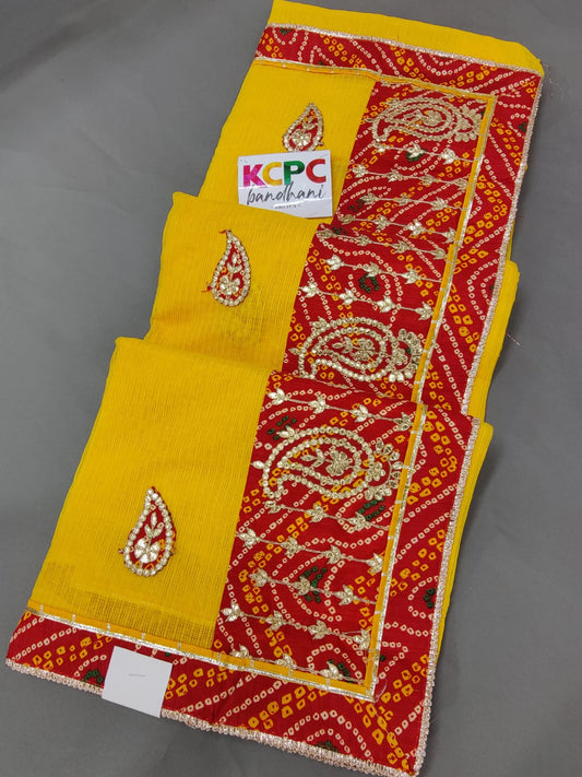 Special Kota Doriya Chunri Border Gotapatti Work Saree