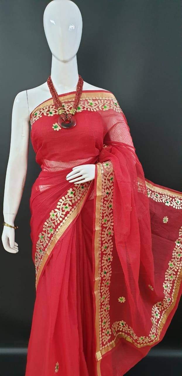 Pure Kota doria cotton with  gotapatti work saree