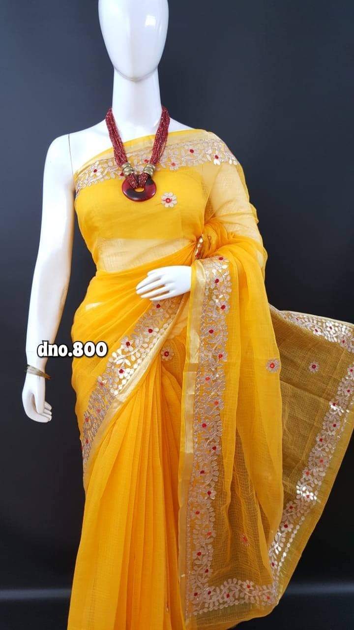 Pure Kota doria cotton with  gotapatti work saree