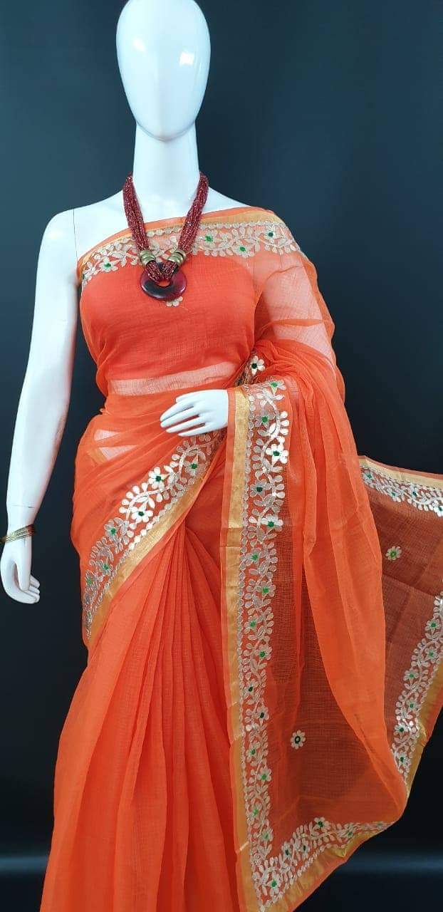 Pure Kota doria cotton with  gotapatti work saree