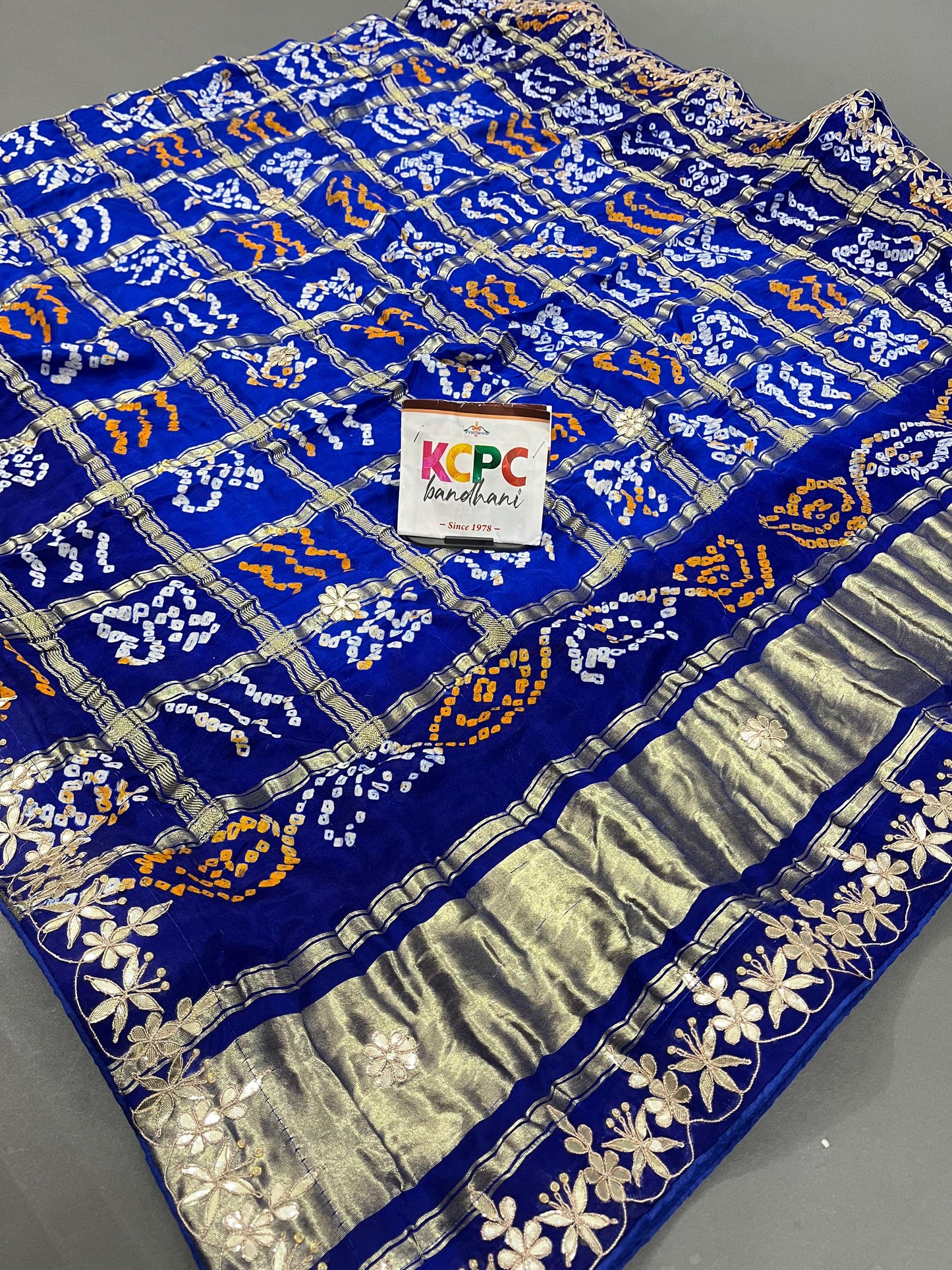 Pure Gaji Silk Bandhani Gotapatti Designer Jaipuri Traditional Dupatta satis