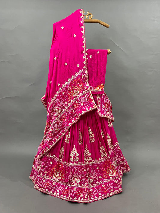 Pure Gajji silk lehenga dupatta blouse bitu