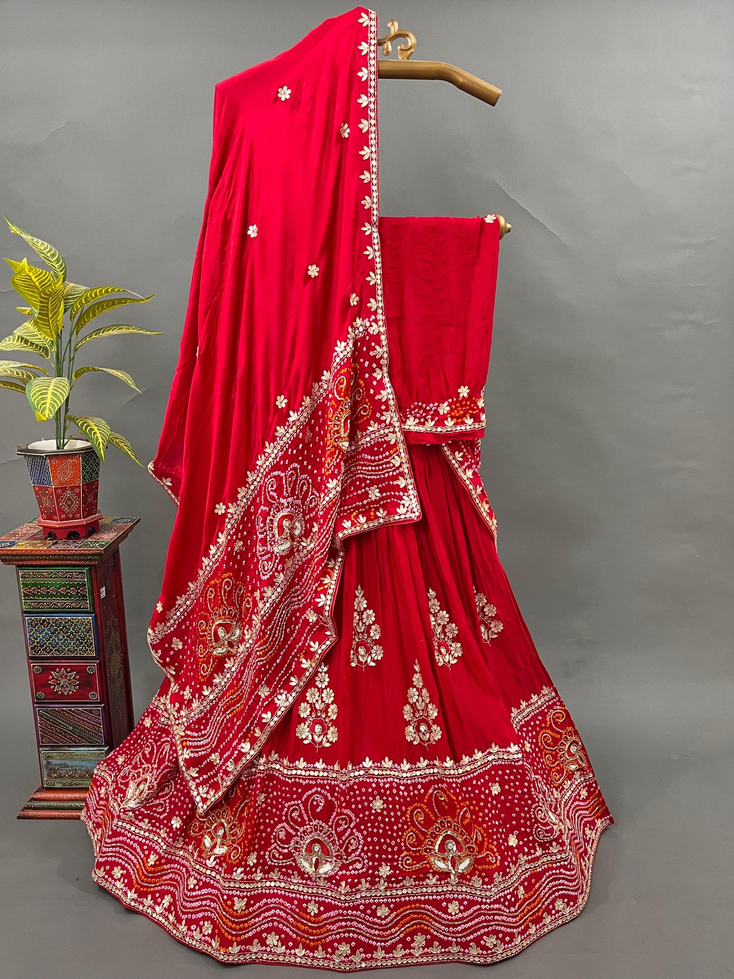 Pure Gajji silk lehenga dupatta blouse bitu