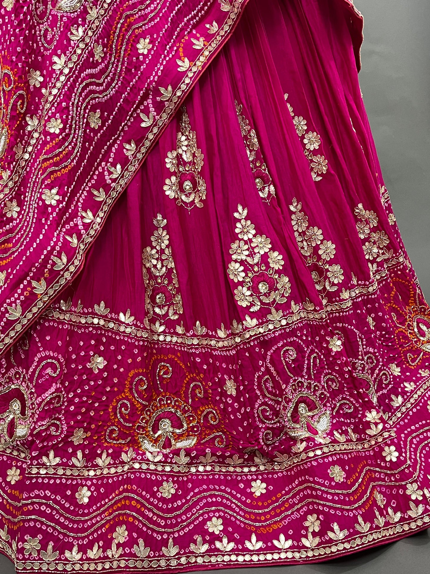 Pure Gajji silk lehenga dupatta blouse bitu