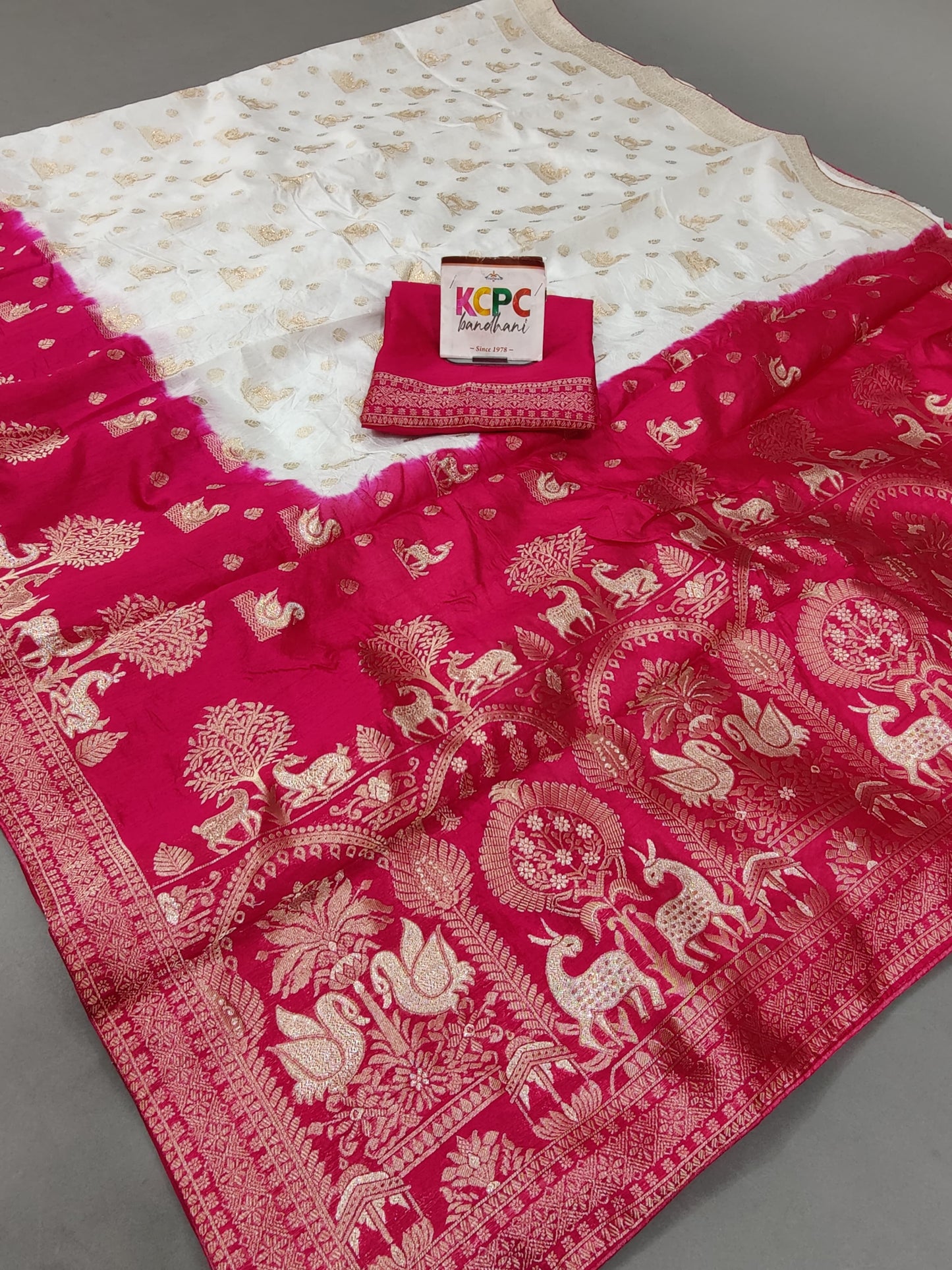 New Dola Silk Banarasi Sona Chandi Figure Zari Weaving Khadi Saree with Blouse mhs