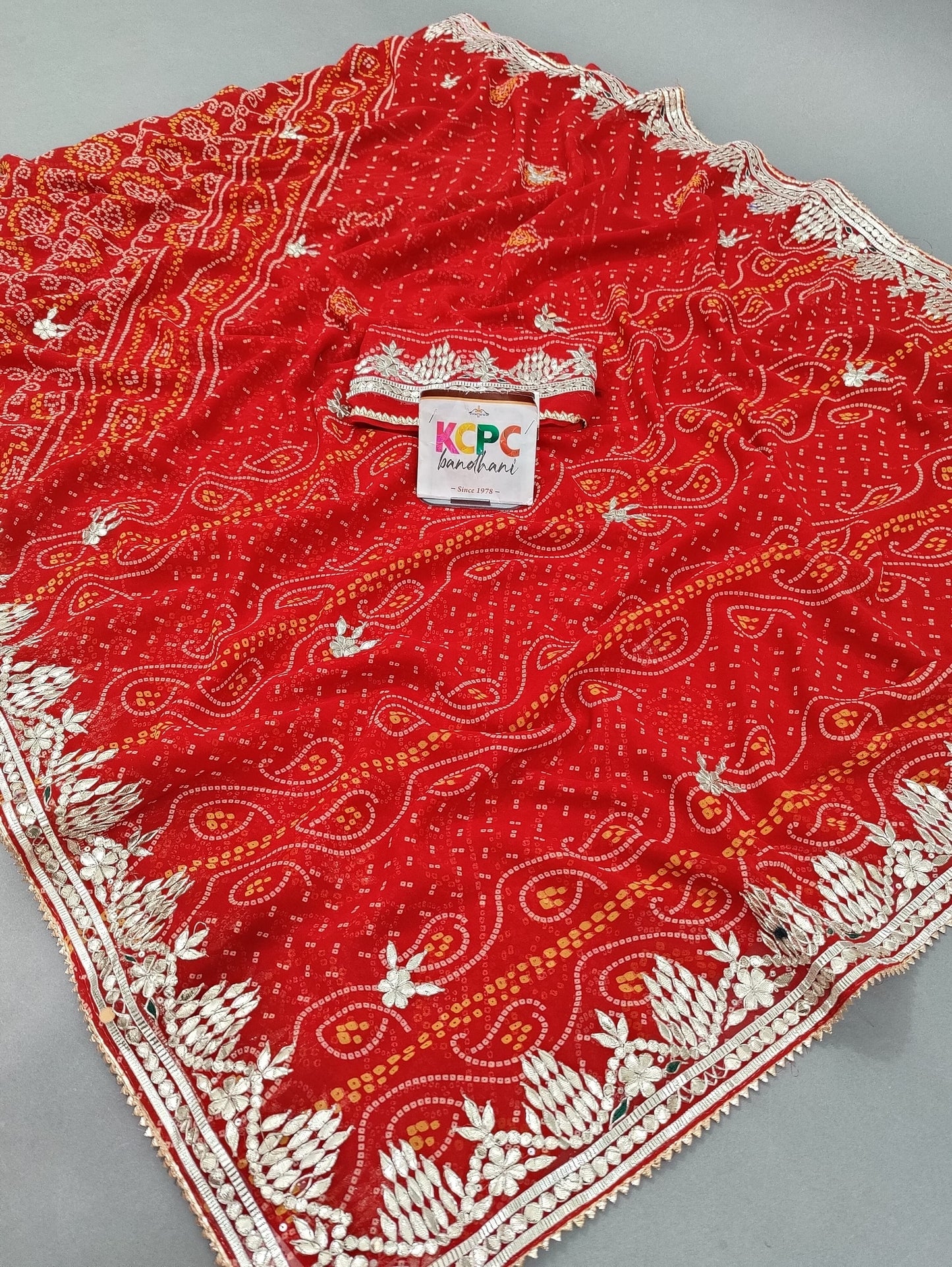 Raidana Bandhej Gotapatti Traditional Marwadi Saree with blouse