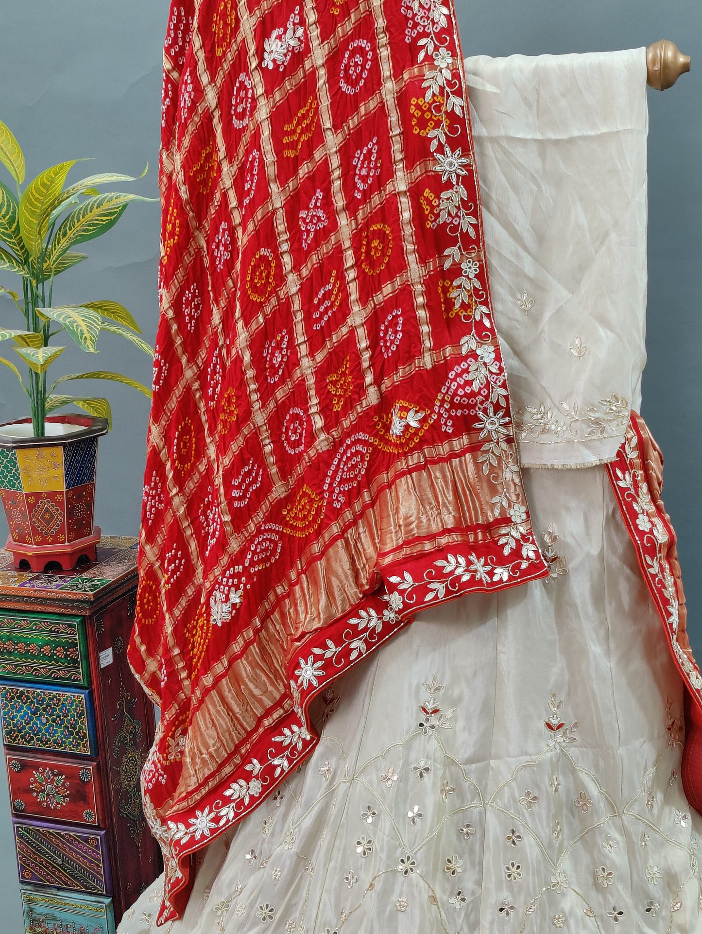 New Pure Upada Silk Zardoji Gotapatti Handwork Lehenga with pure gaji silk bandhani gharchola dupatta