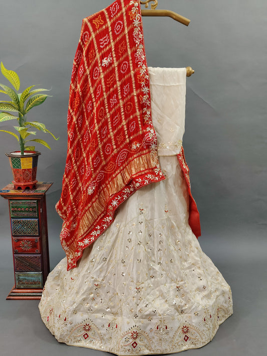 New Pure Upada Silk Zardoji Gotapatti Handwork Lehenga with pure gaji silk bandhani gharchola dupatta