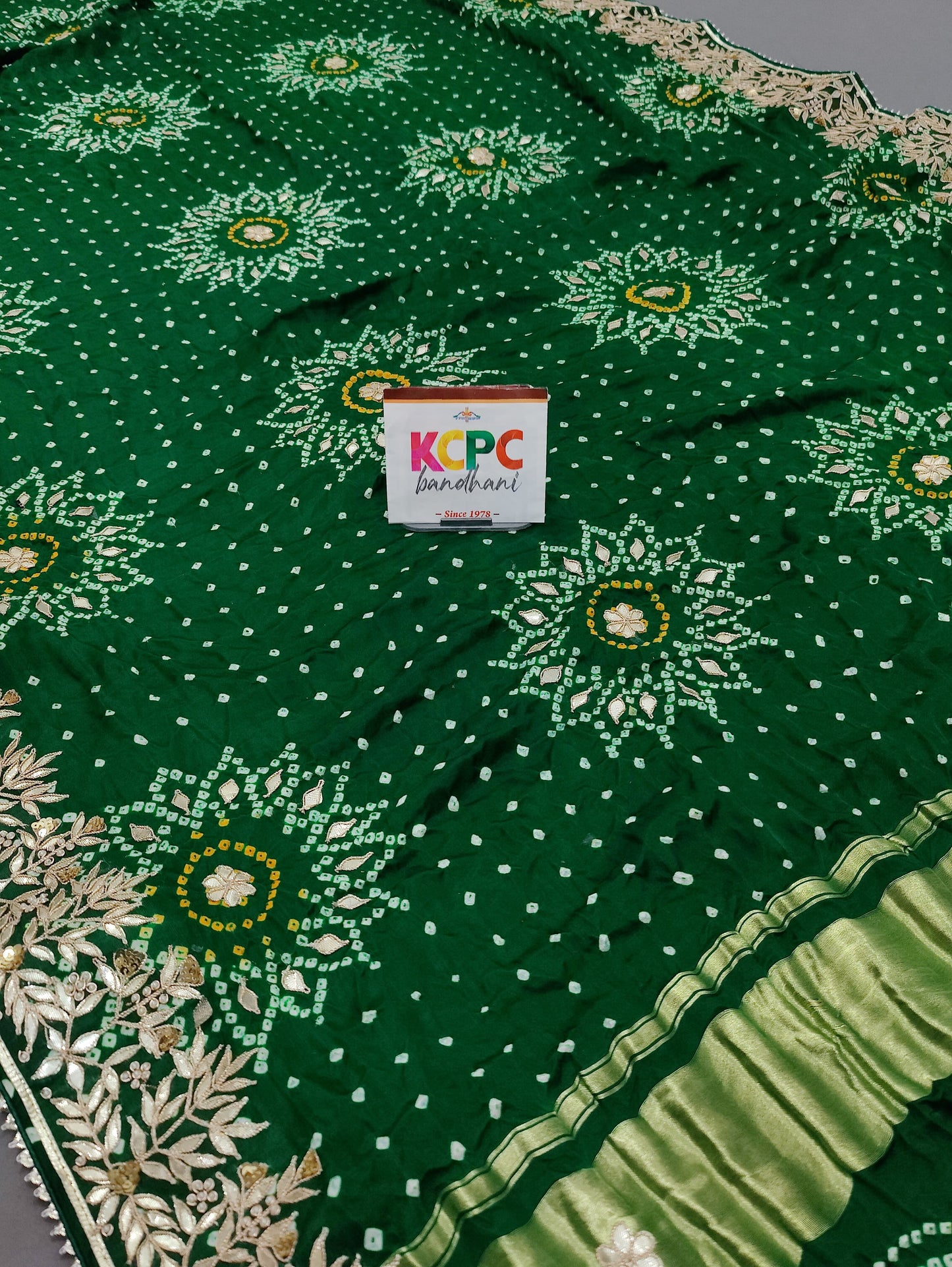 Pure Gaji Silk Bandhani Ghatchola Gotapatti Saree With Blouse , OR , KCPC