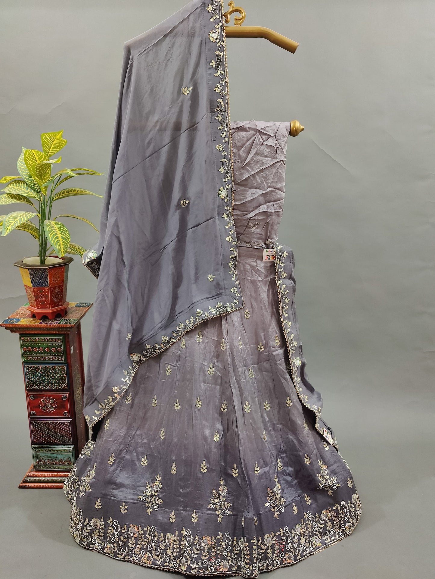 New Designer Upada Silk Jaipuri Gotapatti Work Lehenga Chunni Set,bT