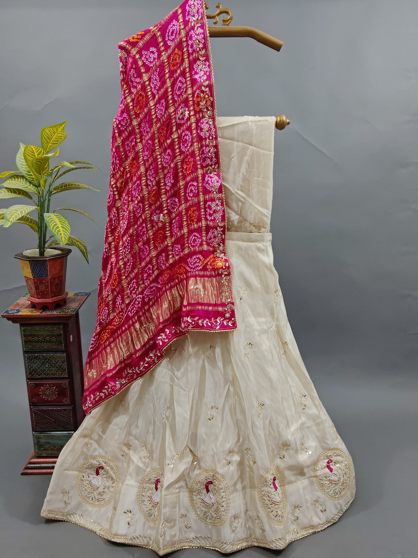 New Pure Upada Silk Zardoji Gotapatti Handwork Lehenga with pure gaji silk bandhani gharchola dupatta