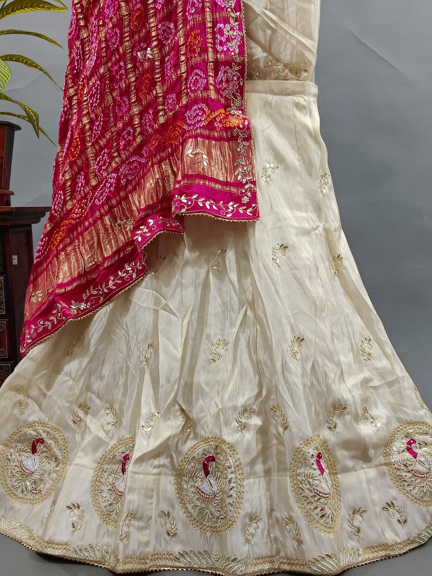 New Pure Upada Silk Zardoji Gotapatti Handwork Lehenga with pure gaji silk bandhani gharchola dupatta