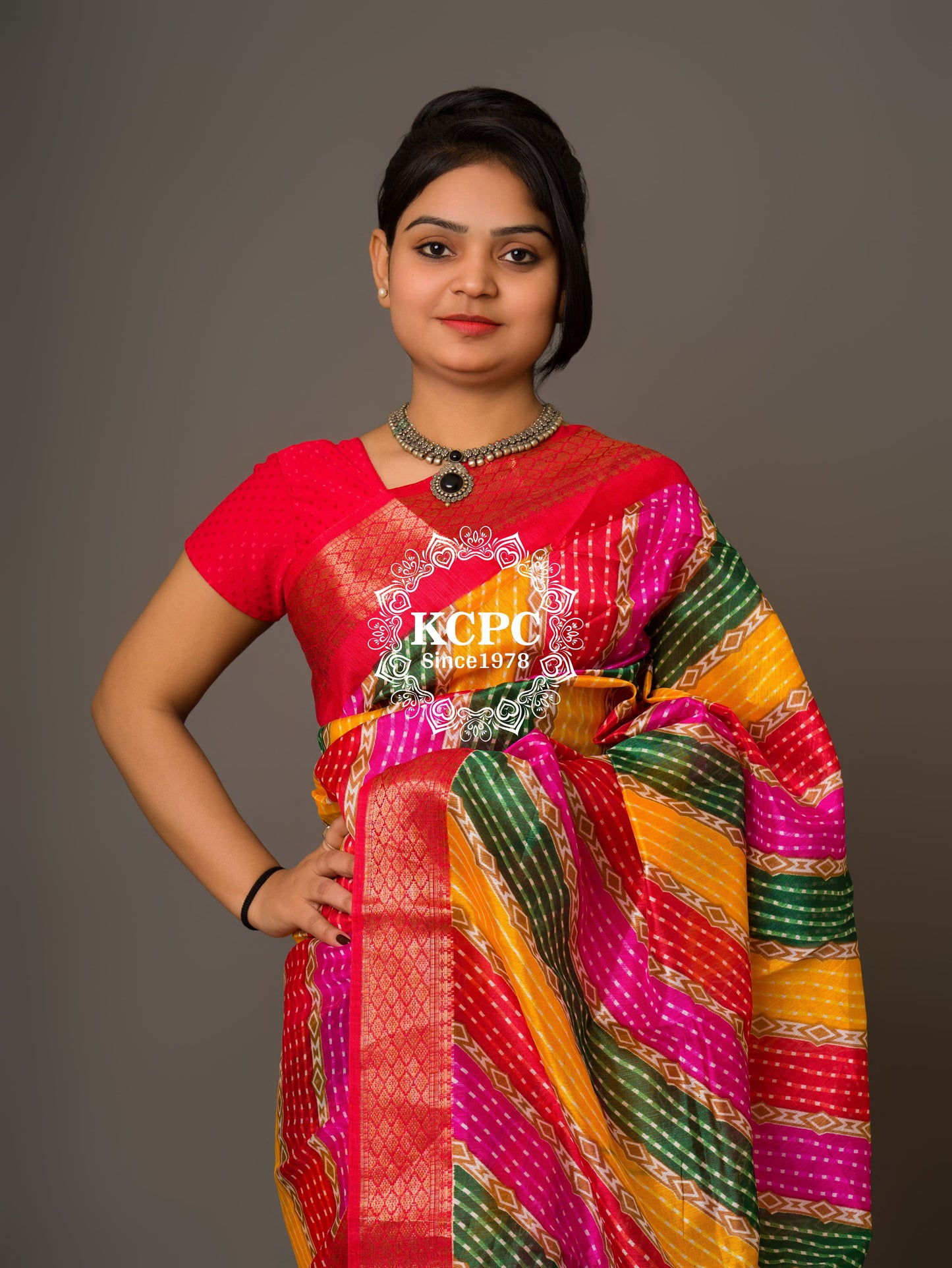 KcPc Originals Latest Bandhani Cum Leheriya Exclusive Banarasi Border Saree SWA