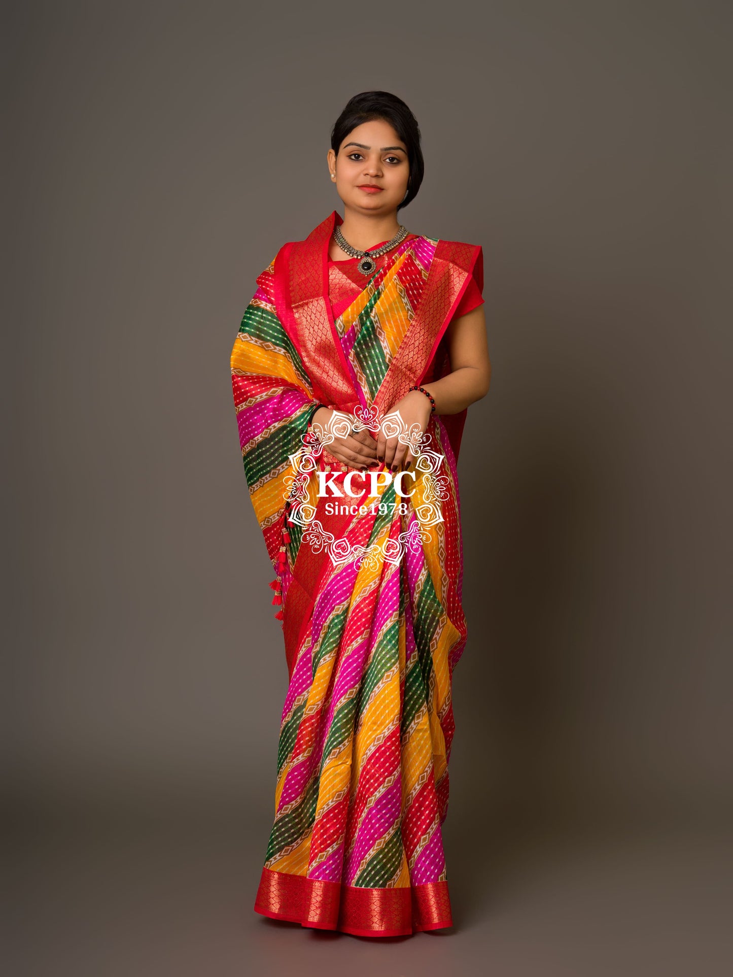 KcPc Originals Latest Bandhani Cum Leheriya Exclusive Banarasi Border Saree SWA