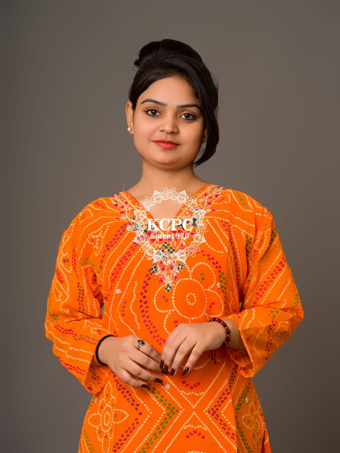 Latest Pure Georgette Marwadi Chunri Bandhej Gotapatti Zaridoji work Kurtis