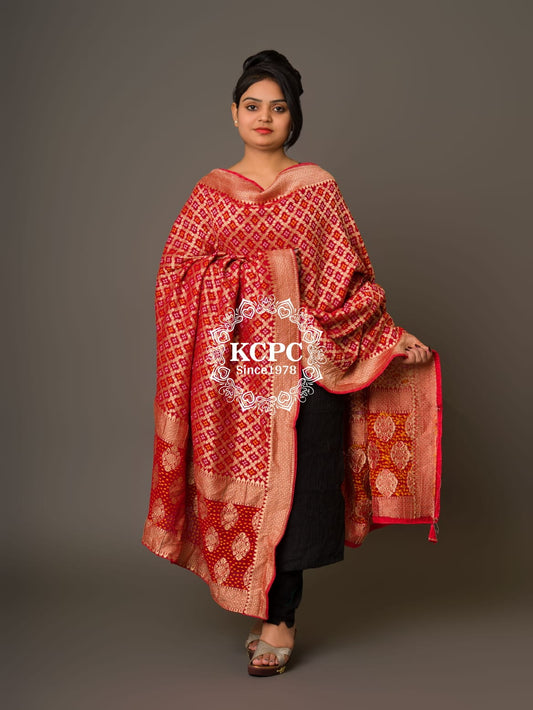 New Arrival Khaddi Georgette Banarasi Bandhej Weaving Ghatchola Dupatta