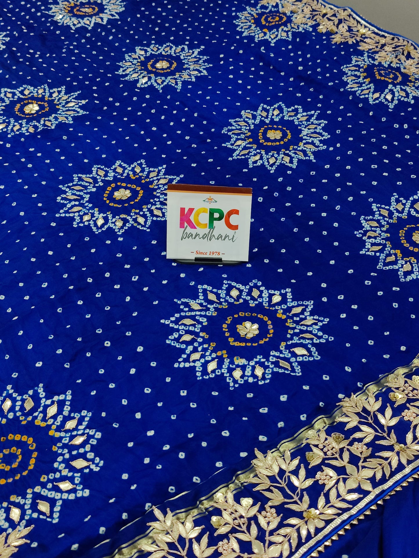 Pure Gaji Silk Bandhani Ghatchola Gotapatti Saree With Blouse , OR , KCPC