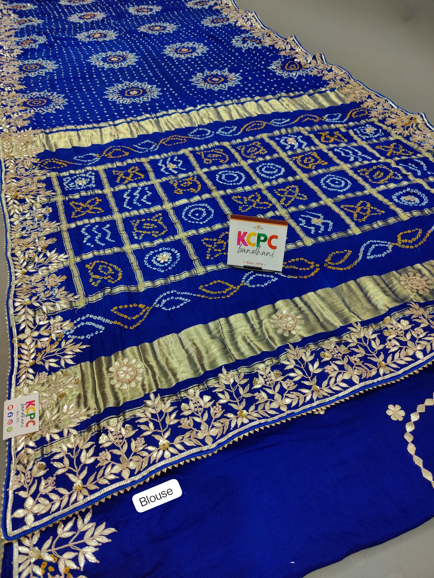 Pure Gaji Silk Bandhani Ghatchola Gotapatti Saree With Blouse , OR , KCPC