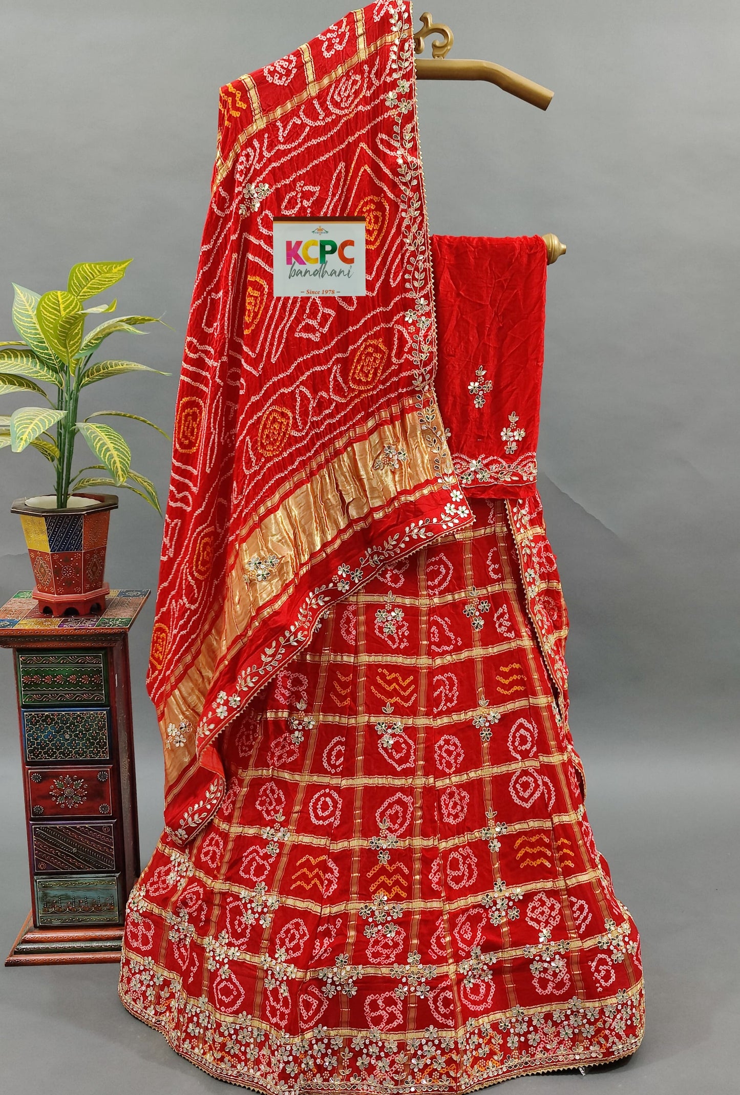 Pure Gaji Silk Bandhani Ghatchola Handwork Lehenga, NR, satis